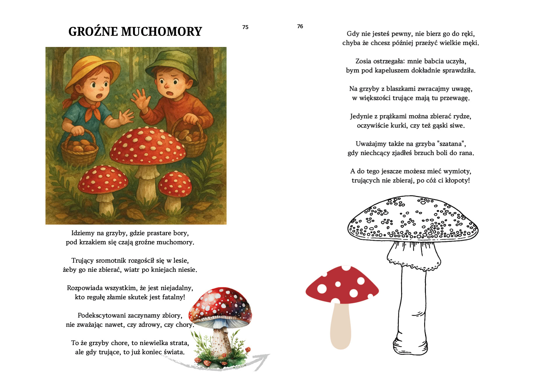 Ilustracja z książki - muchomory